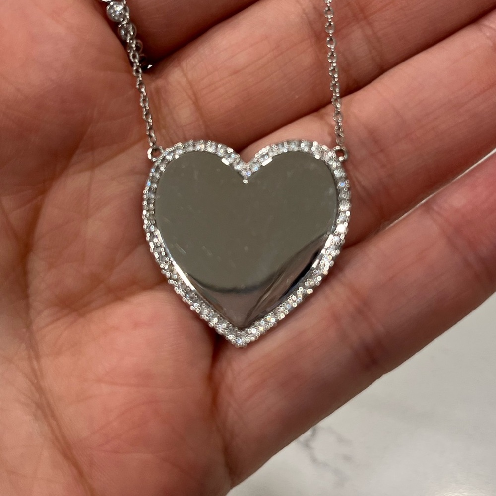 Silver XL You Have My Heart Pave Pendant Necklace
